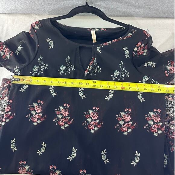 Xhilaration Juniors sz XL (Women's sz L) Boho Peasant Shift Dress Floral Hippie - Picture 6 of 6